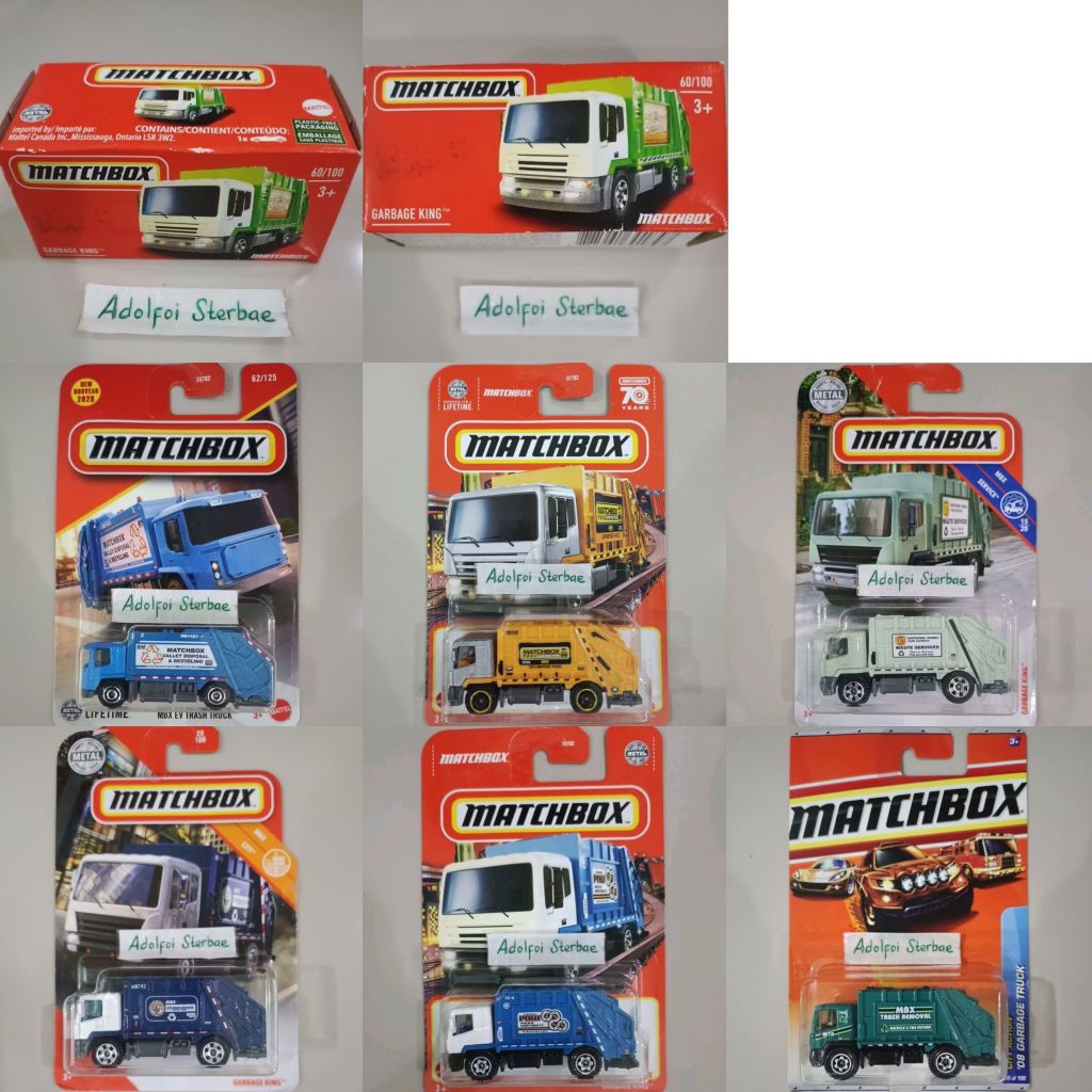 matchbox '08 garbage king mbx ev trash truck city waste service truck truk sampah 70 years national 