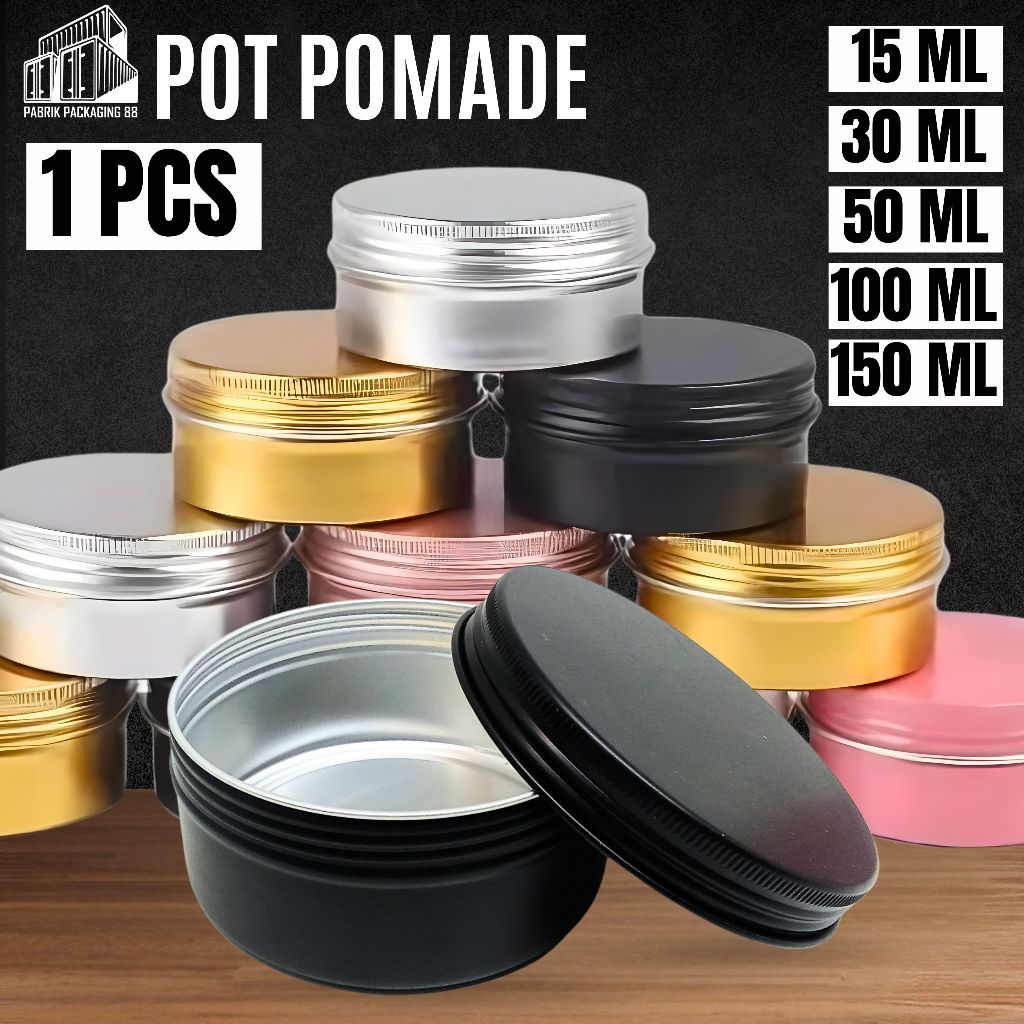 POD Alumunium Pomade Lulur 15ML 30ML 50ML 100ML 150ML Kaleng Pot Salep Wadah Refill Isi Ulang