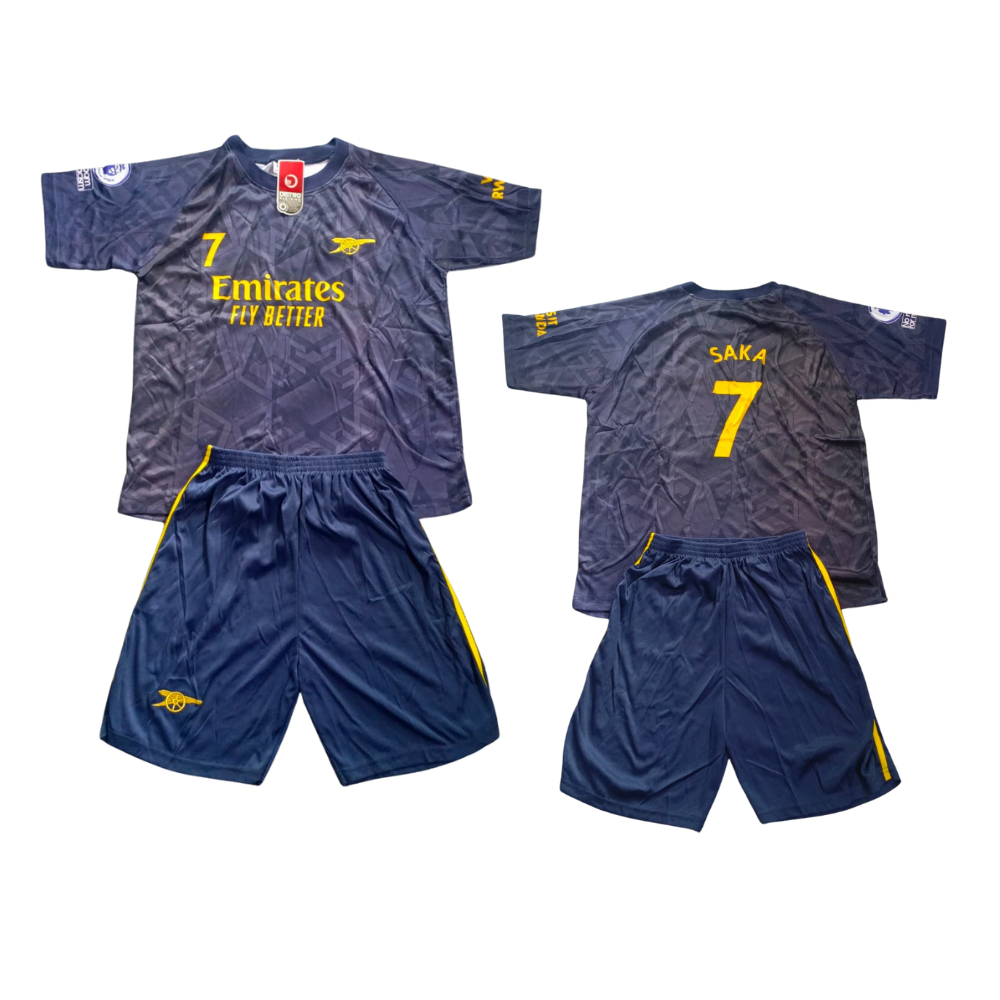 Setelan baju jersey bola arsenal away anak laki laki/ baju bola bahan jersey dryfit