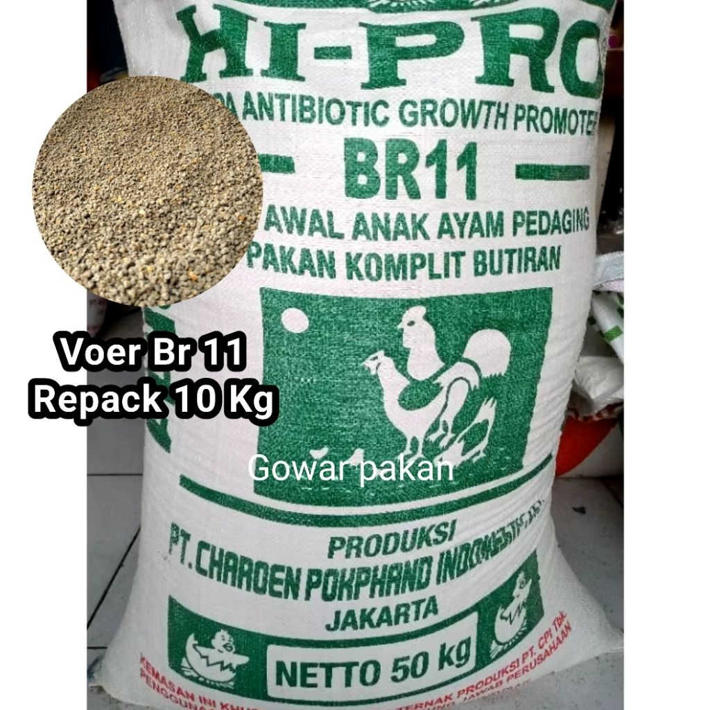 pakan ayam pedaging BR 11 HI-PRO pakan unggas repack 10 kg.