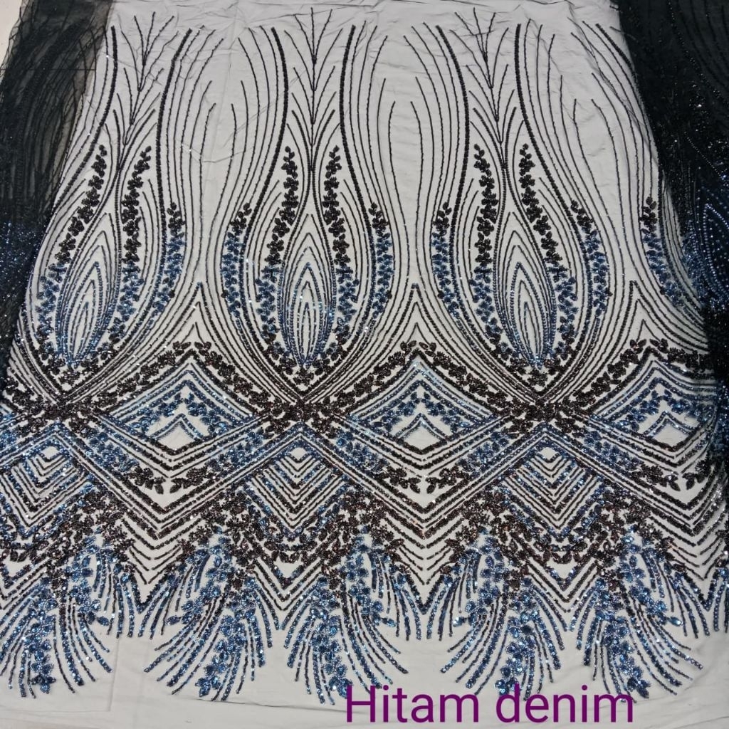 bahan kain tile Korea Swarovski original terbaru/kain tile Korea full Payet Swarovski gradasi antik/