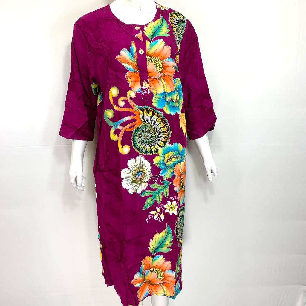 Sikobajutidur - Kencana Ungu Lengan 3/4 Kode 19 Lebel Biru | Batik Kencana Ungu | Daster Kencana Ung