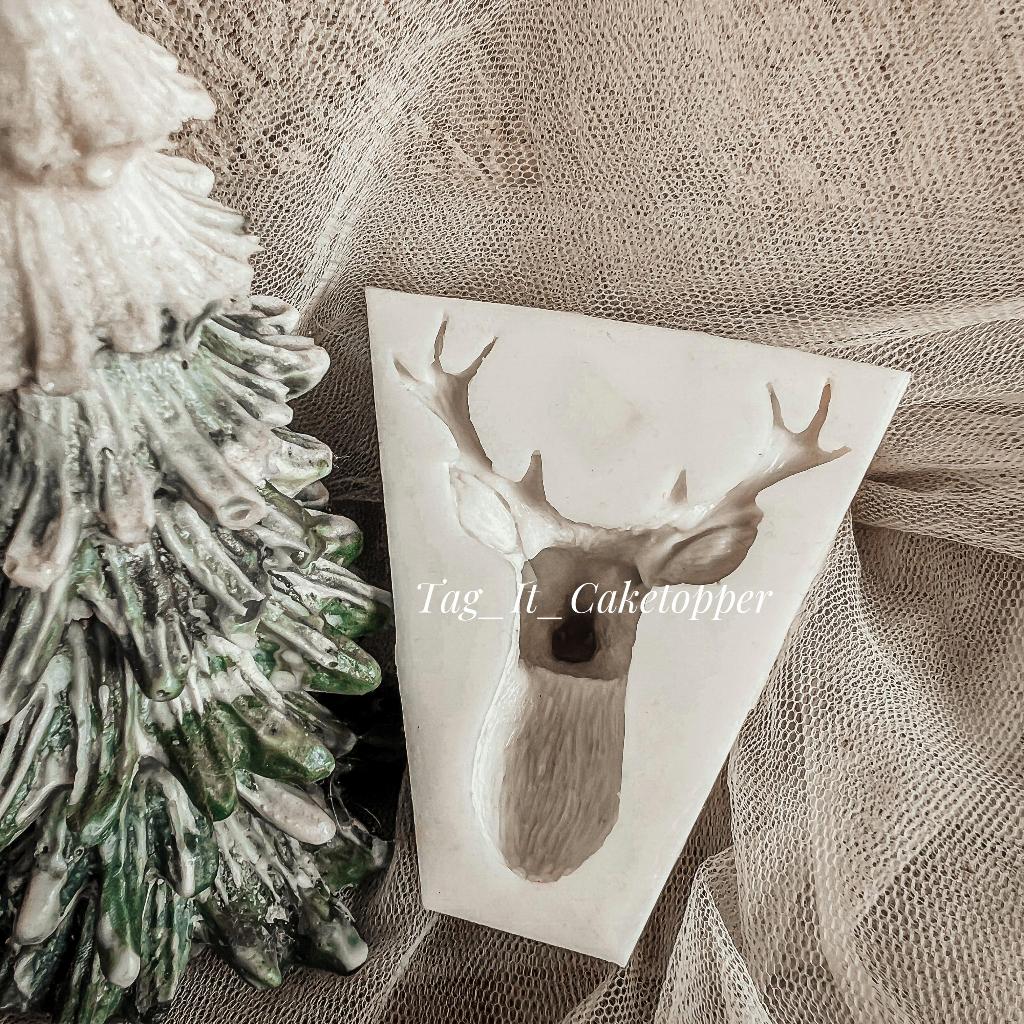 Silicone Mold Christmas Reindeer cetakan rusa natal silikon christmas xmas timbul 3D detil coklat fo