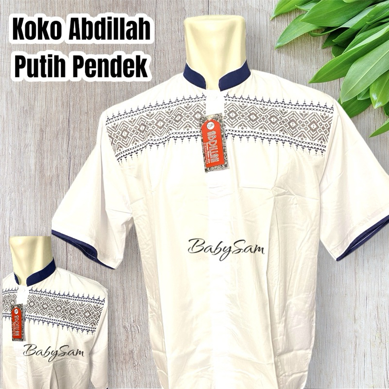 Baju Koko Merk Abdillah Pria Dewasa Putih Lengan Pendek
