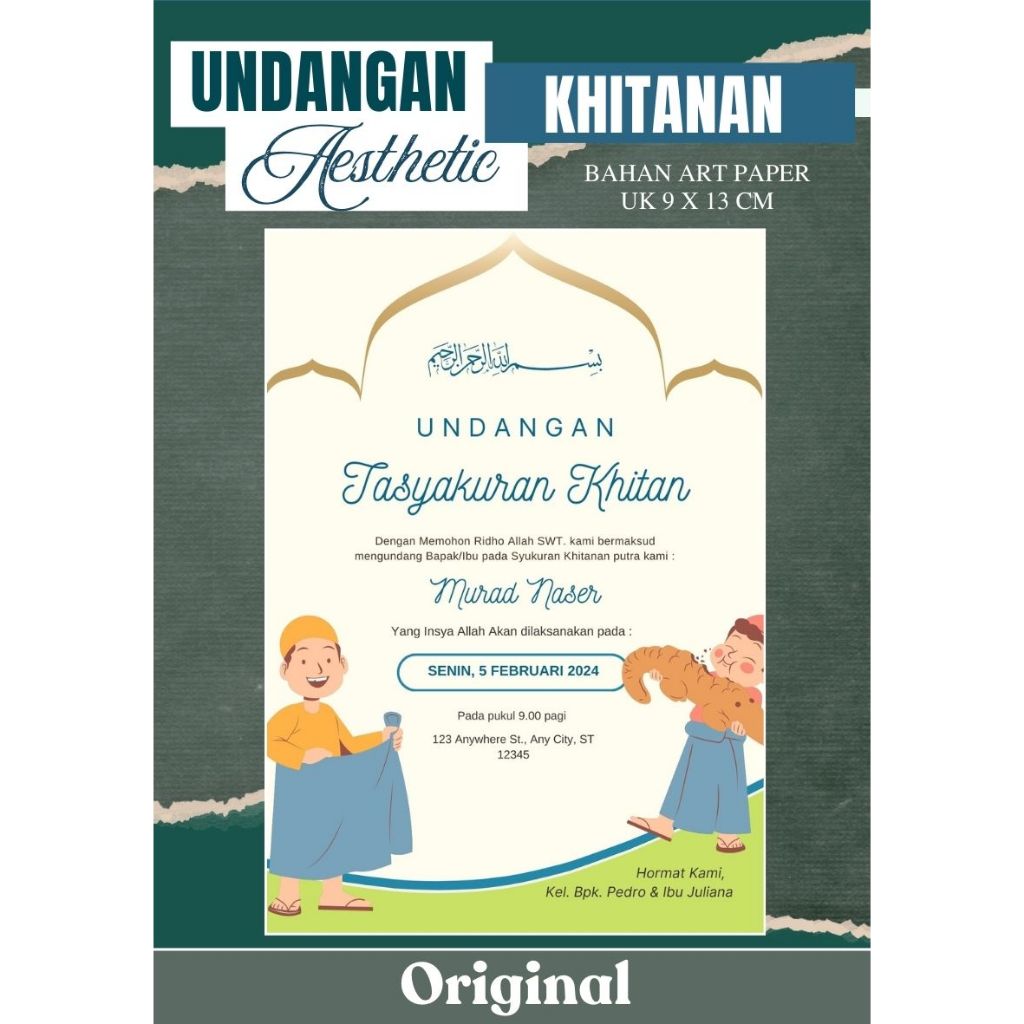 Undangan Khitanan Custom | Undangan Murah Custom | Undangan Aesthetic Art Paper