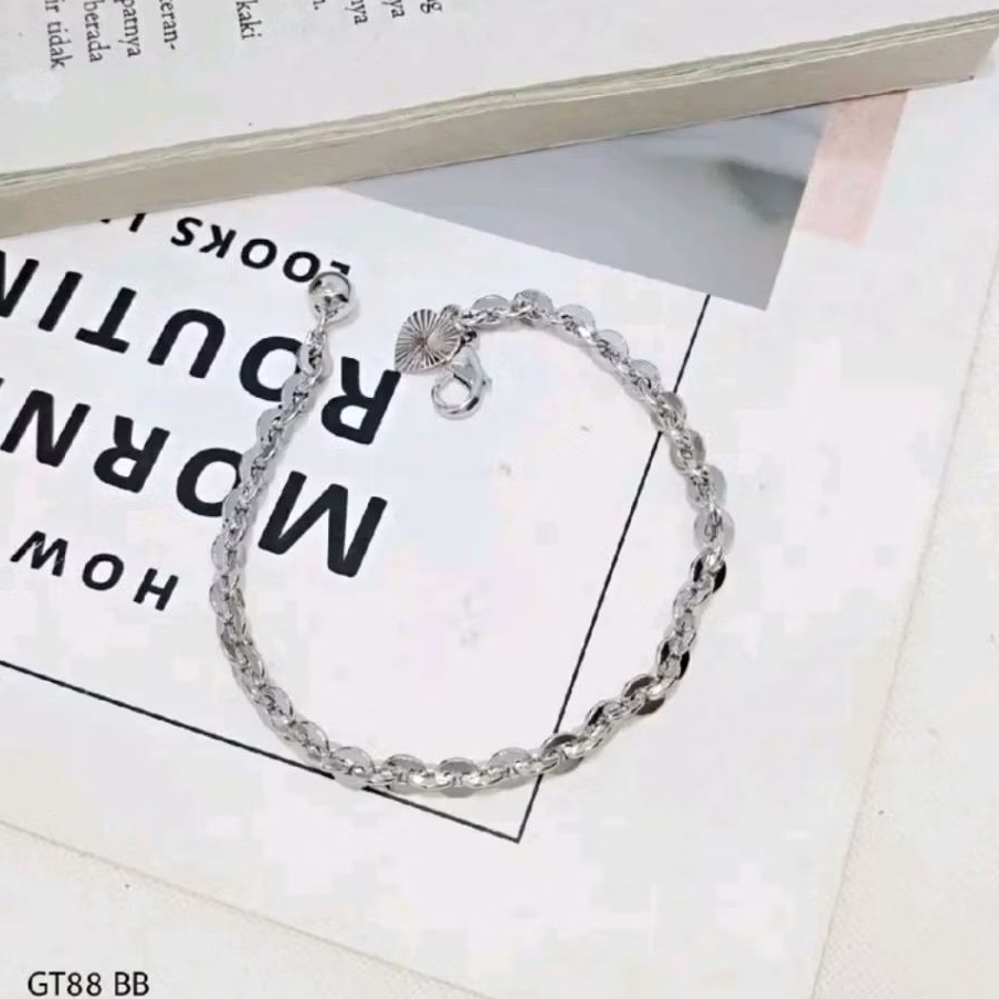 Gelang Nury Polos Silver Titanium Perhiasan Wanita Seharian