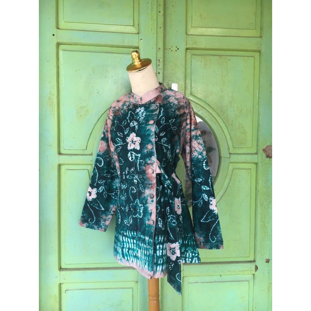 atasan sasirangan kancing miring dengan tali/baju kantor sasirangan