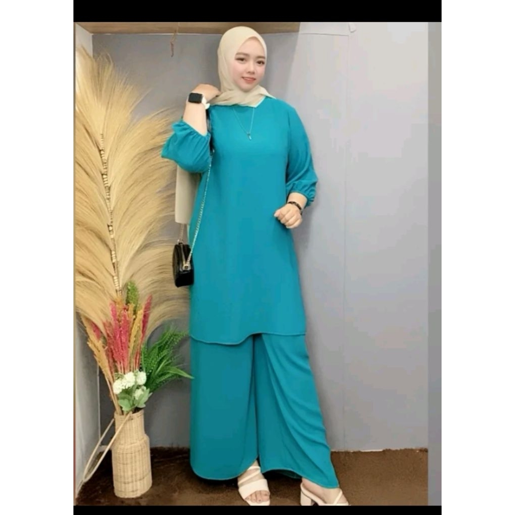 SETELAN TUNIK WANITA SET TUNIK KULOT PANJANG ONE SET 2IN