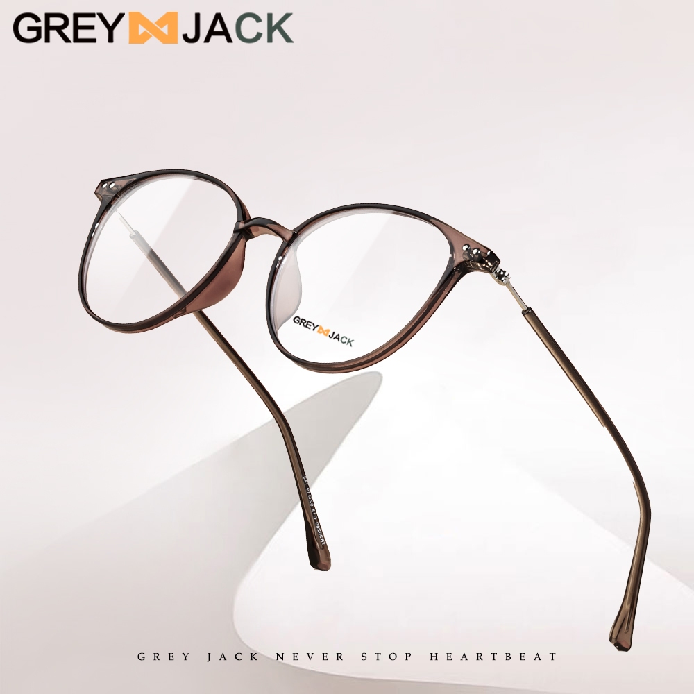 Grey Jack Kacamata Antiradiasi Blueray Model Bulat TR+Metal Fashion Pria Wanita Bisa Minus Simple Ke