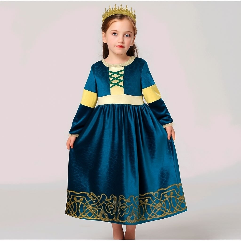(SIZE 3TH)L2GG-DRESS PRINCESS  MERIDA PREMIUM VELVET *tanpa pita