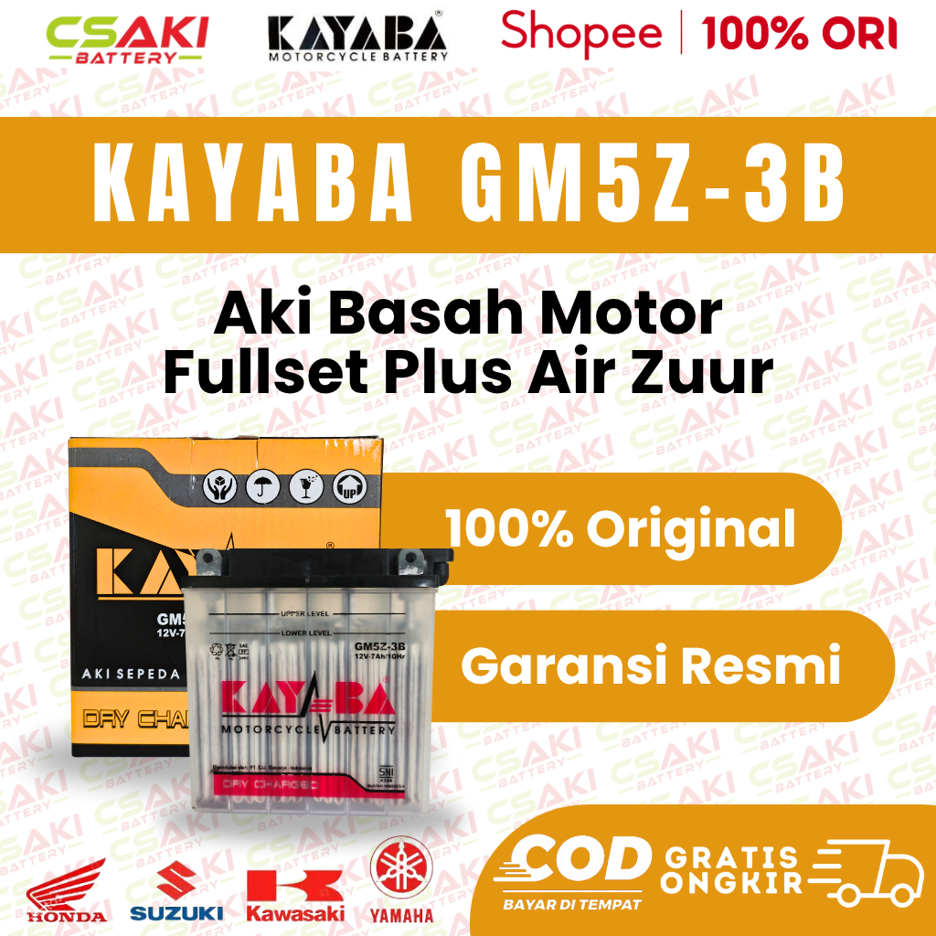 ACCU AKI KAYABA GM5Z 12V 7Ah Original Untuk Motor Mio Sporty Jupiter Supra lama