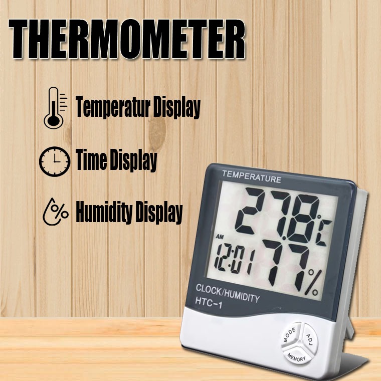 HBS Termometer Higrometer Digital  Termometer, Higrometer, Jam, dan Alarm