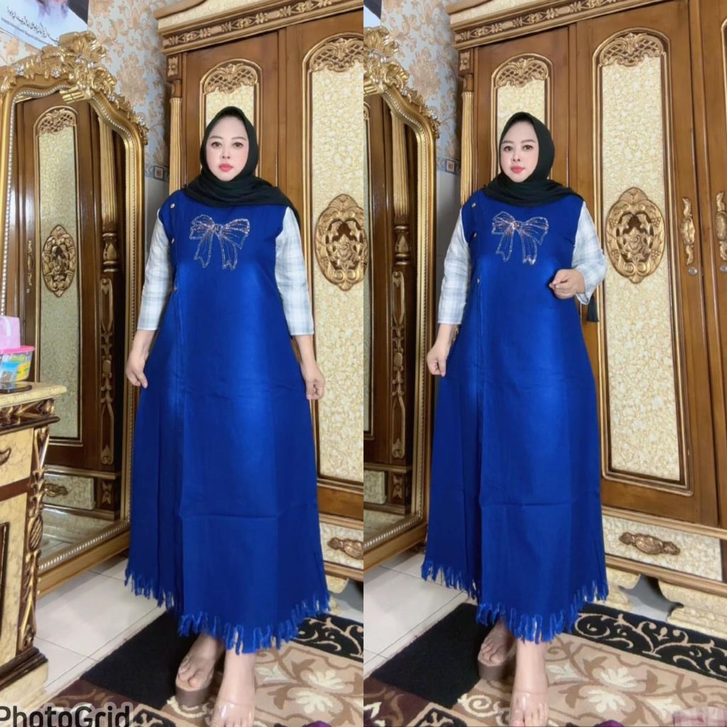 midi dress jeans kombinasi