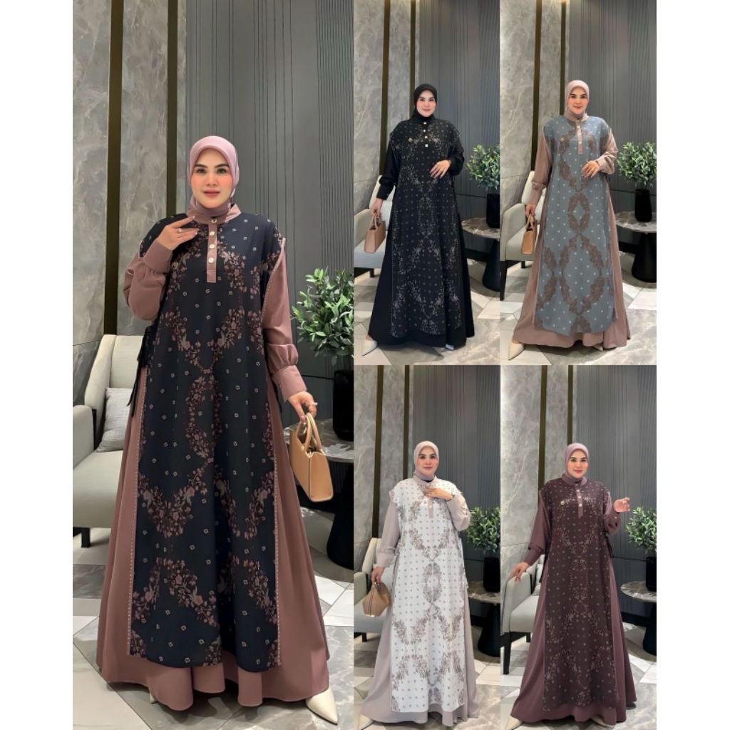 ZAKIA Dress By NunuLolo / GAMIS NUNU LOLO / GAMIS BUNGA PRINTING MEWAH AESTHETIC
