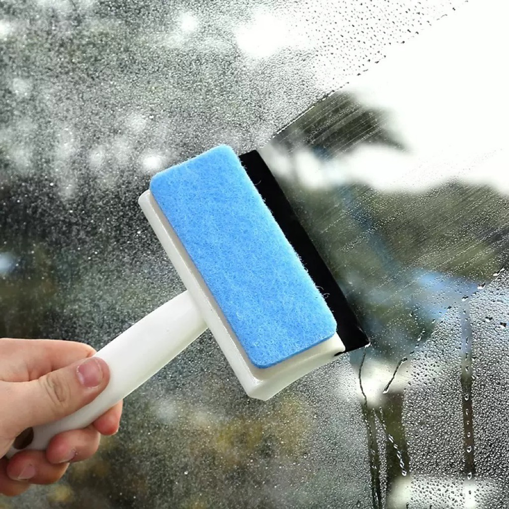 [CTSHOP]2 in 1 Wiper & Sponge Pembersih Kaca Keramik Kamar Mandi Wiper Karet & Spon