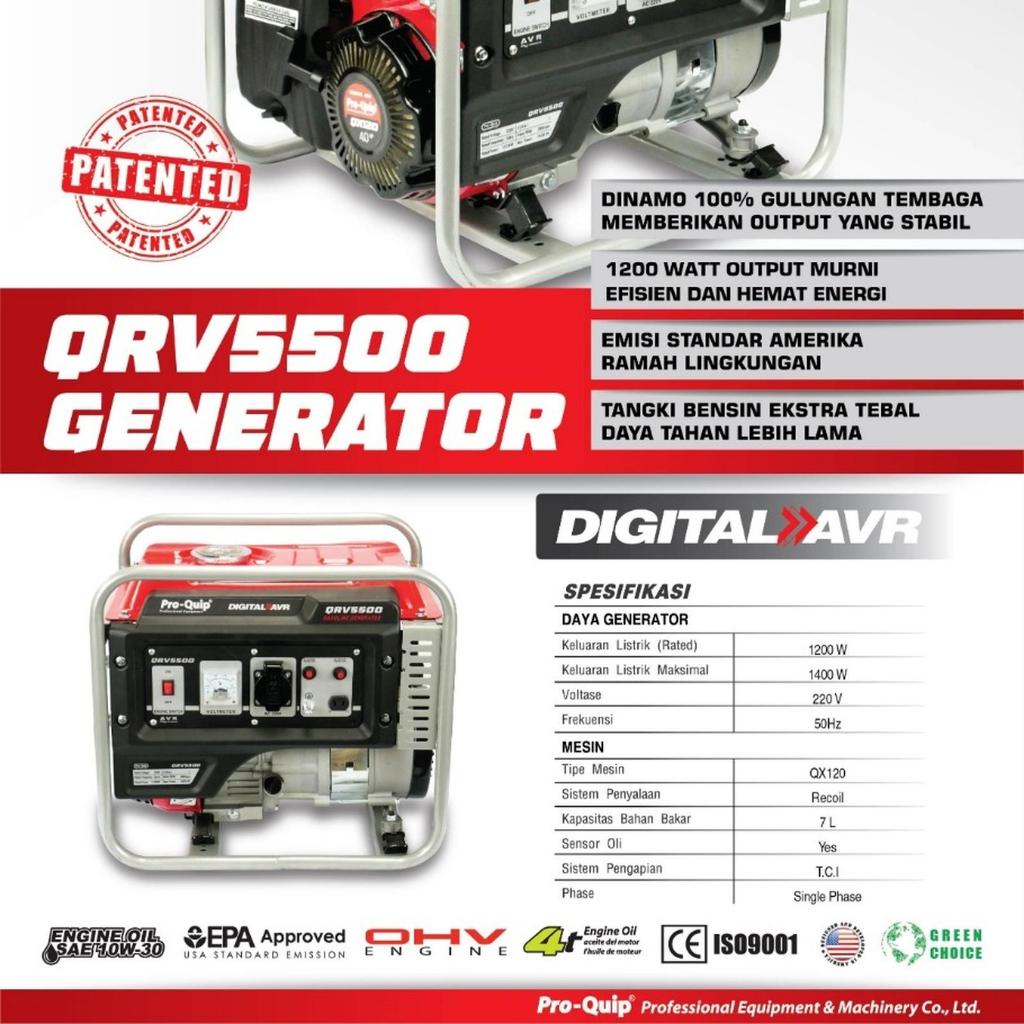 Proquip Genset Generator Bensin 1400 1200 watt QRV 5500 QRV5500 ORIGINAL