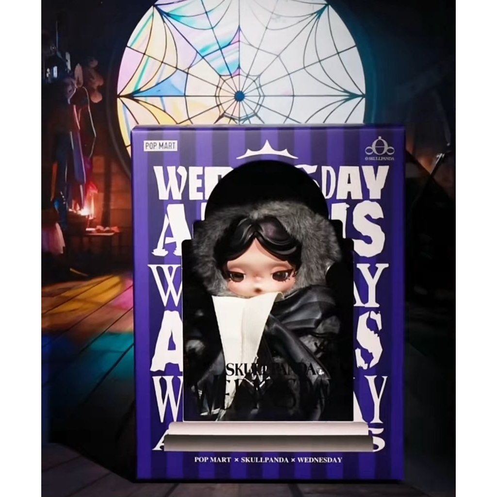 POP MART SKULLPANDA X WEDNESDAY - PLUSH WEDNESDAY X SKULLPANDA - SKULL PANDA WEDNESDAY - TERBARU SKU