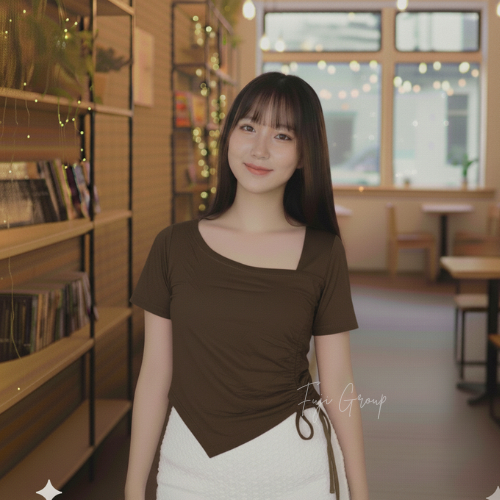 Atasan Crop Top Wanita | Crop Top Tali Serut Samping Lengan Pendek Bahan Spandek