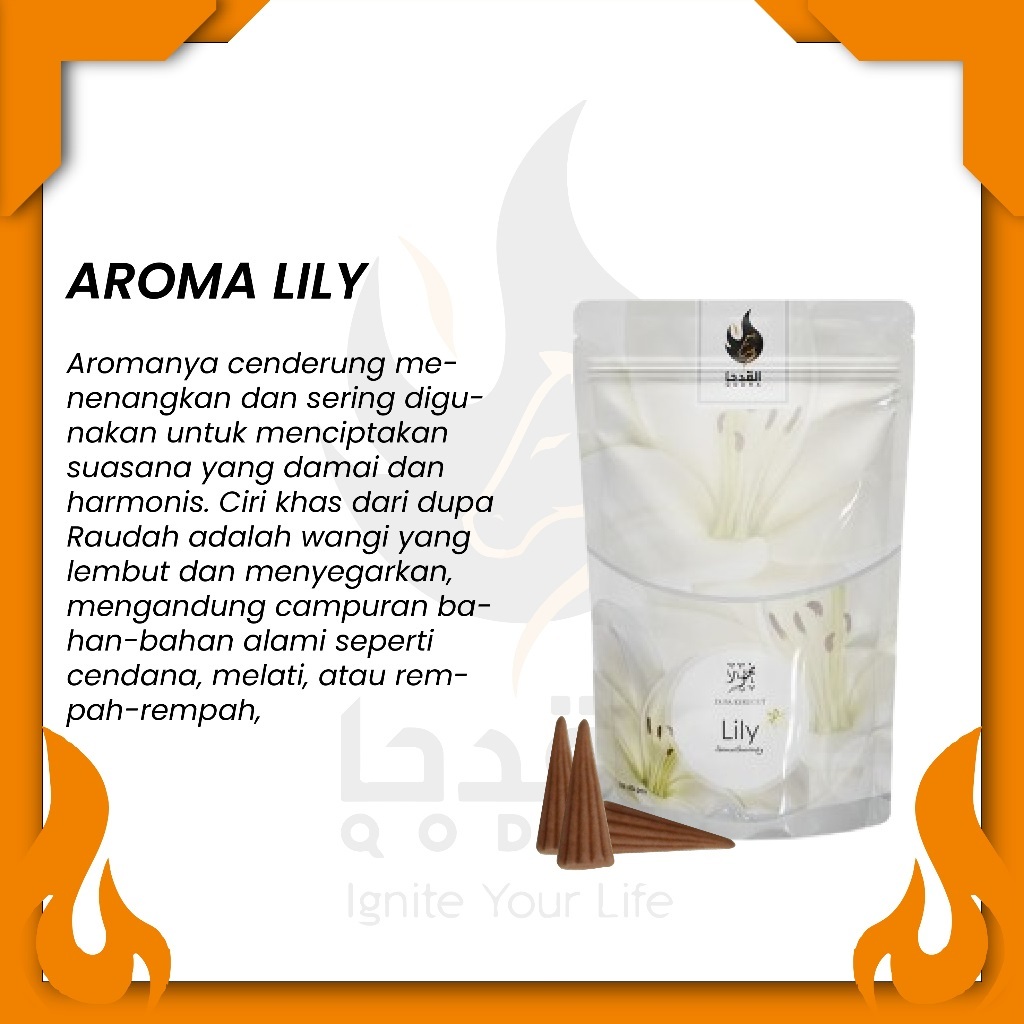 Dupa Kerucut Bukhur Qodha LILY Buhur Gaharu Qodha Aromaterapi
