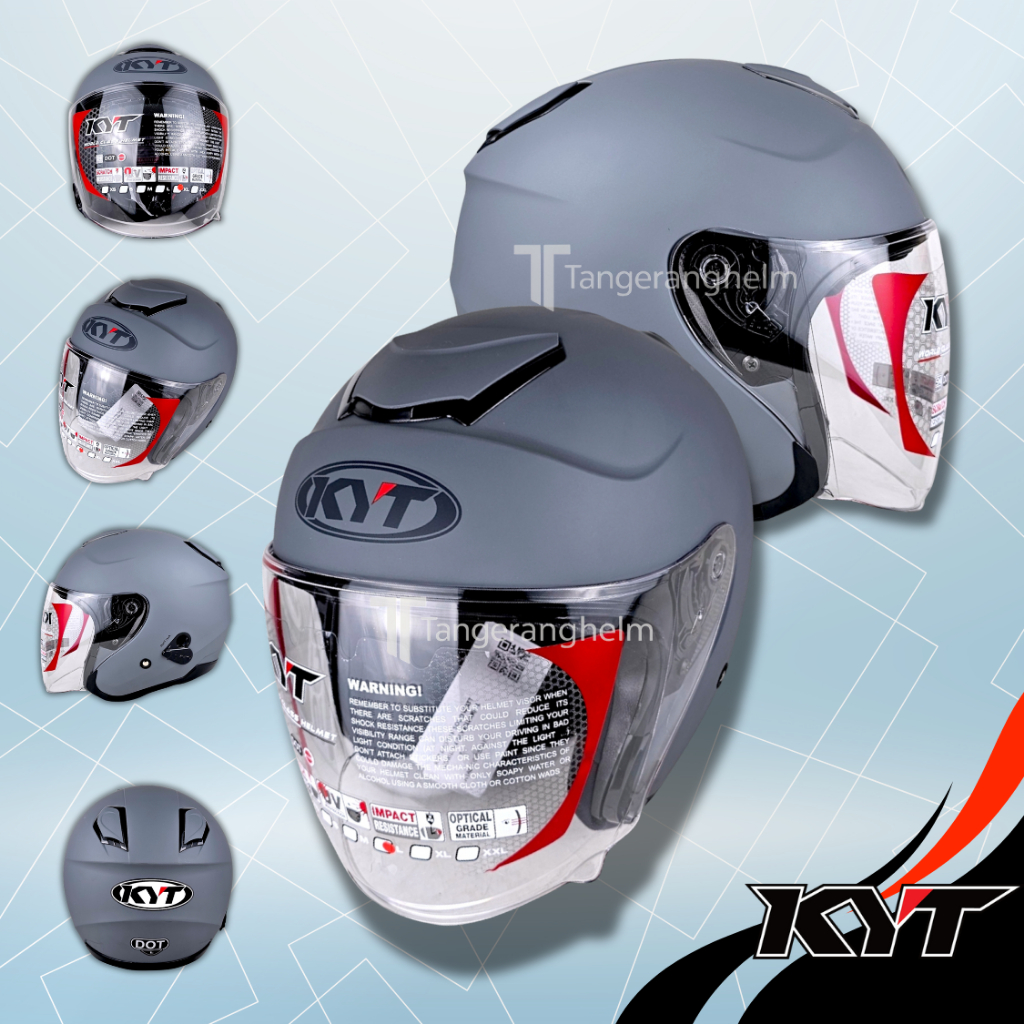 HELM KYT KYOTO R SOLID GORILLA GREY DOFF - Matt Abu-abu - Half Face Original SNI