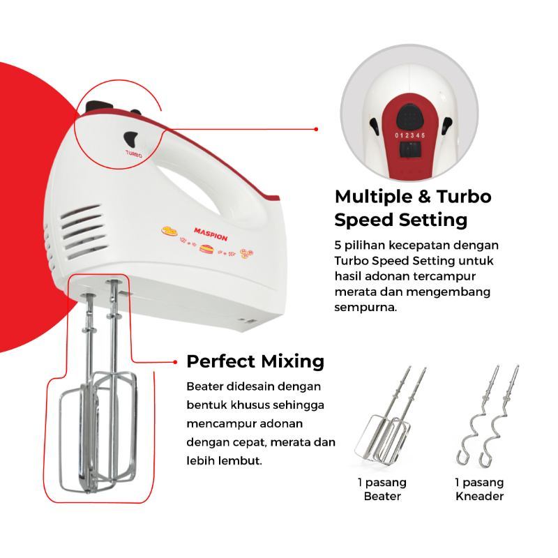 MASPION MT - 1193 - HAND MIXER WITH TURBO