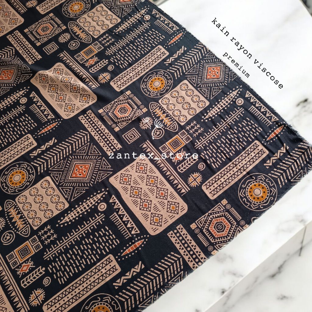 bahan kain rayon viscose motif abstrak,kain rayon motif premium