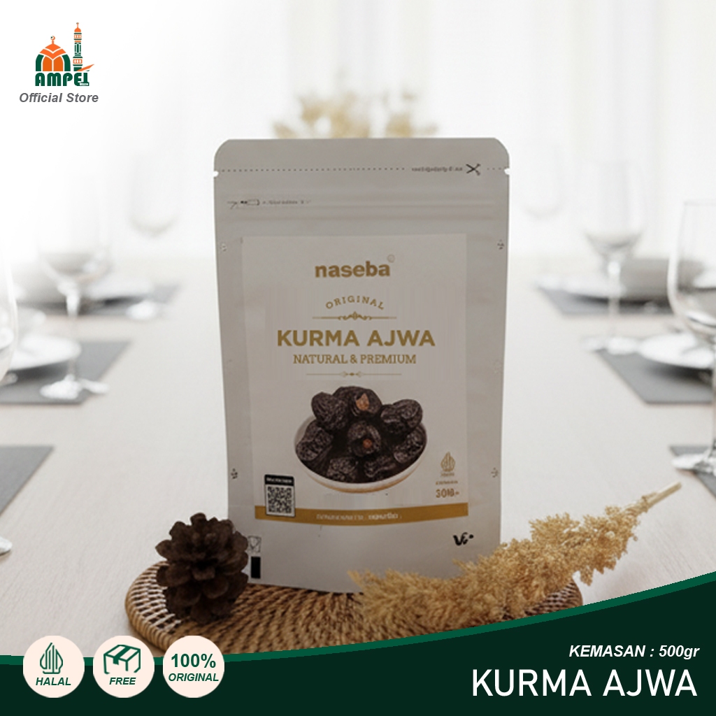 Naseba Kurma Ajwa 500 gram Premium Jumbo Kurma Nabi Ajwa dari Madinah Oleh Oleh Haji dan Umroh