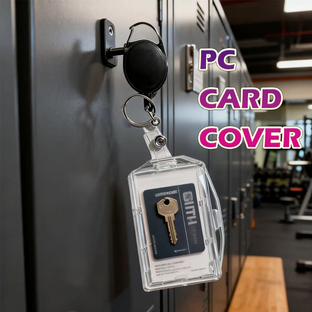 Id card case Kartu ID PC 2 Sisi Transparan Vertikal Pemegang ID Nama Tag Clear Card Degan Gesper tar