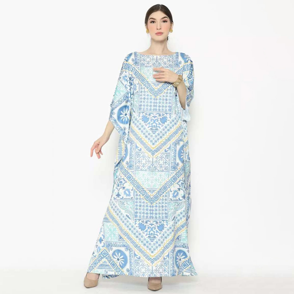 Kanzi Collection Abstract Short Sleeve Kaftan