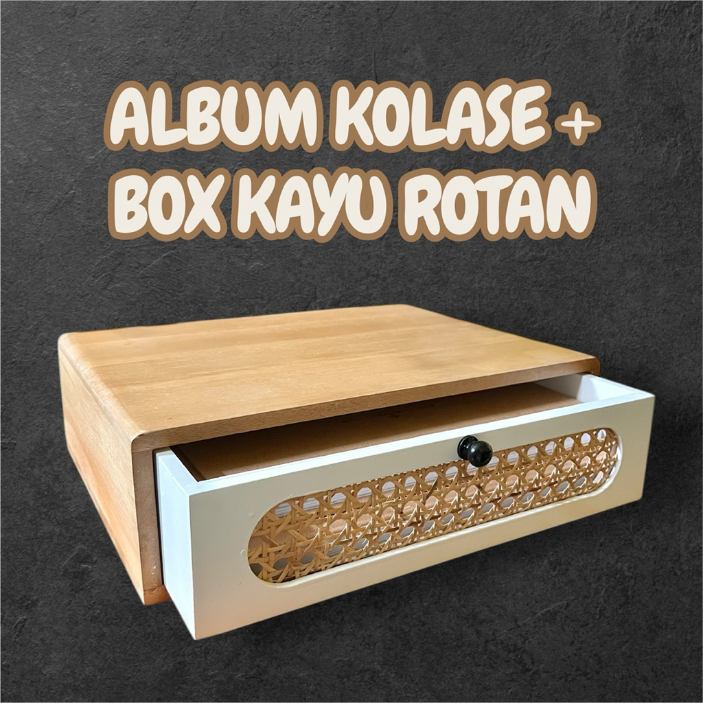 CETAK ALBUM KOLASE 20X30 + BOX KAYU ROTAN