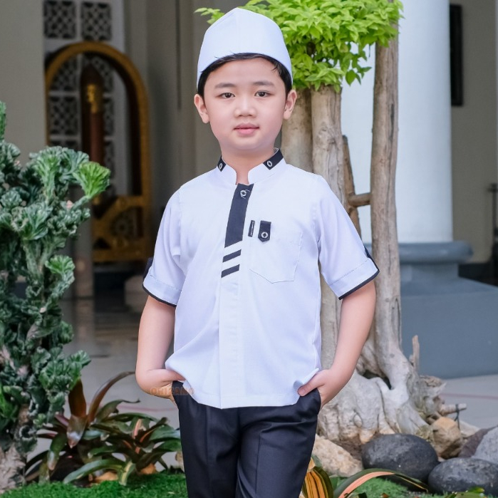 ORIZANO Atasan Koko Kids Baju Koko Anak Polos Toyobo Fodu