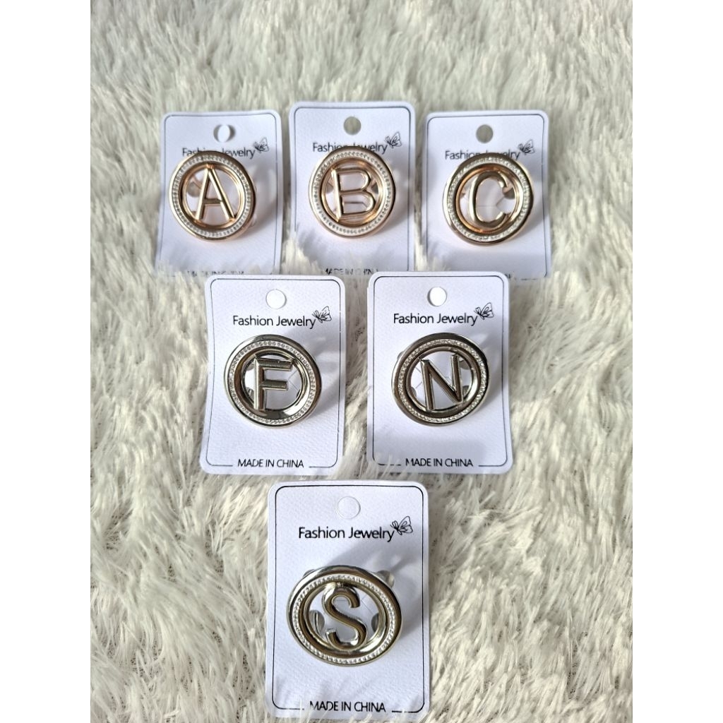 Ring Hijab Huruf/Ring Permata Huruf/Ring Import