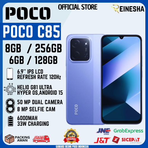 POCO C85 8/256 GB SMARTPHONE GARANSI RESMI XIAOMI INDONESIA POCO C85 6/128 GB BATERAI 6000 mAh NFC G