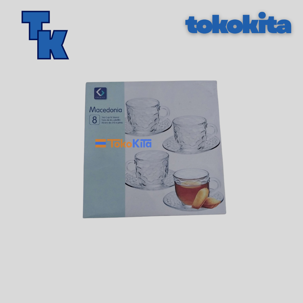 KIMGLASS Set Perlengkapan Rumah Gelas dan Piring Kaca  Isi 8 pcs Tahan Panas Untuk Hadiah Pernikahan