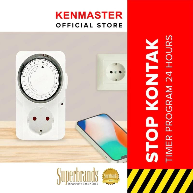 Stop Kontak Timer 24 Jam Kenmaster Hemat Listrik Stop Kontak Timer Listrik / Timer Analog Kenmaster 