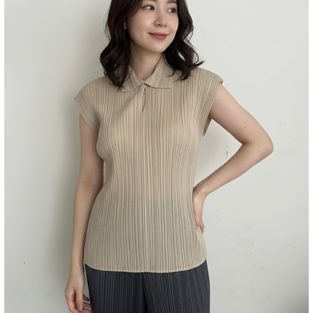 Issey Miyake Pleats Please collar shirt