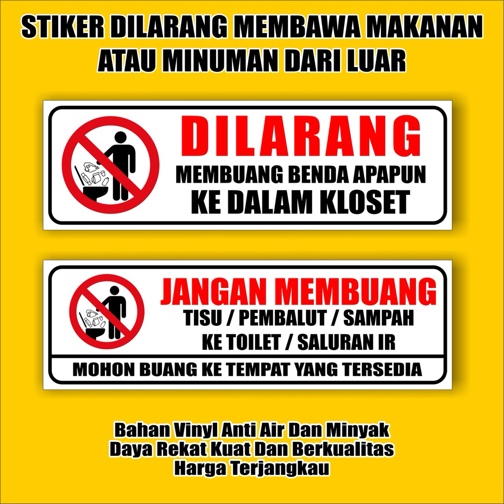 Stiker Dilarang Buang Sampah ke toilet/ Stiker dilarang buang sampah/Stiker Toilet