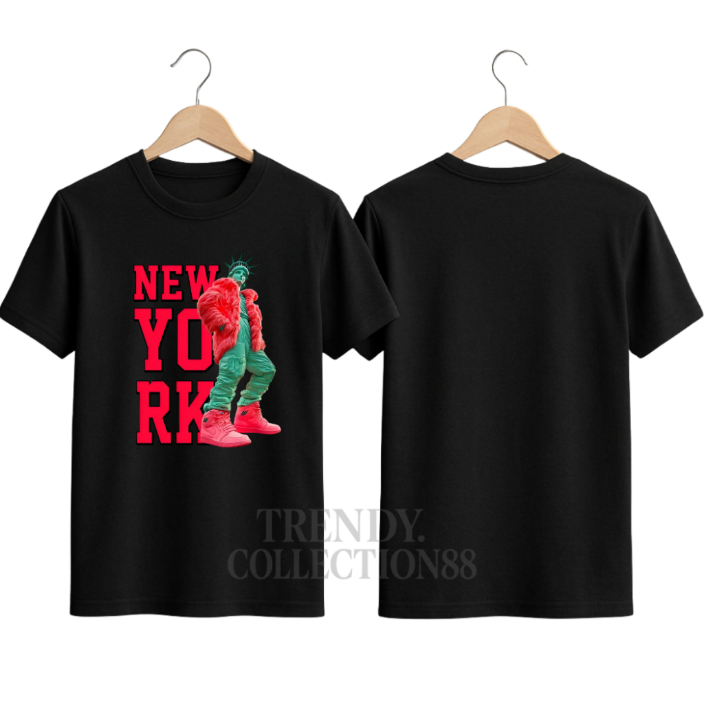 BAJU KAOS DISTRO PRIA WANITA GAMBAR TREND NEW YORK / NEWYORK COMBED 30S
