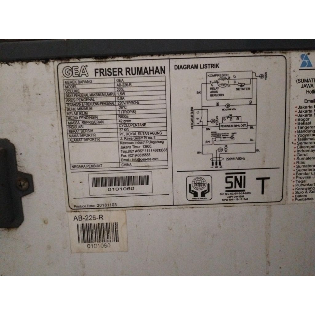 Box Freezer Gea Ab 226 R