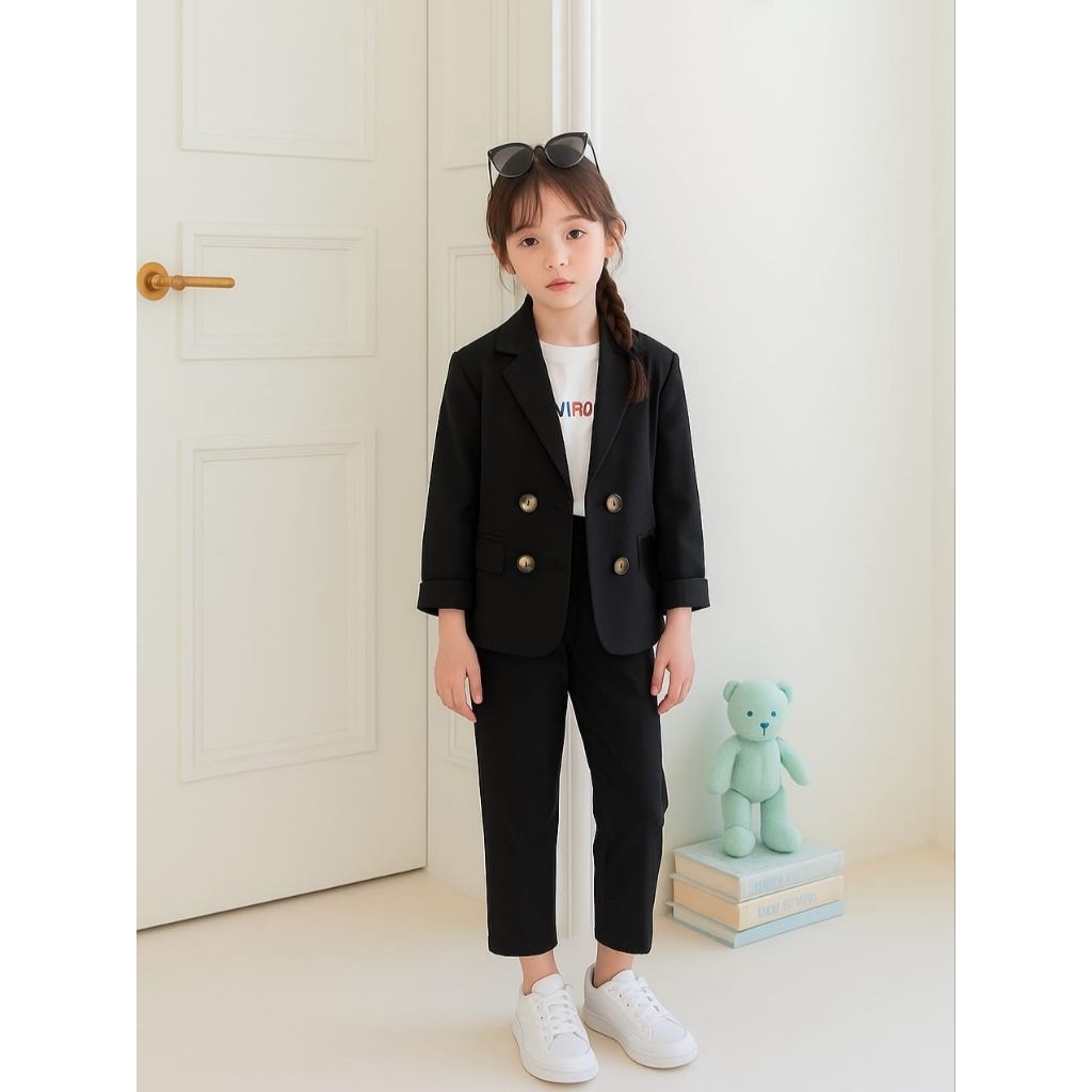 3in1 Set Blazer Bella Kid Set Jas Anak Perempuan Modis Trendy Usia 4-6 Tahun Blazer Katun + Celana R