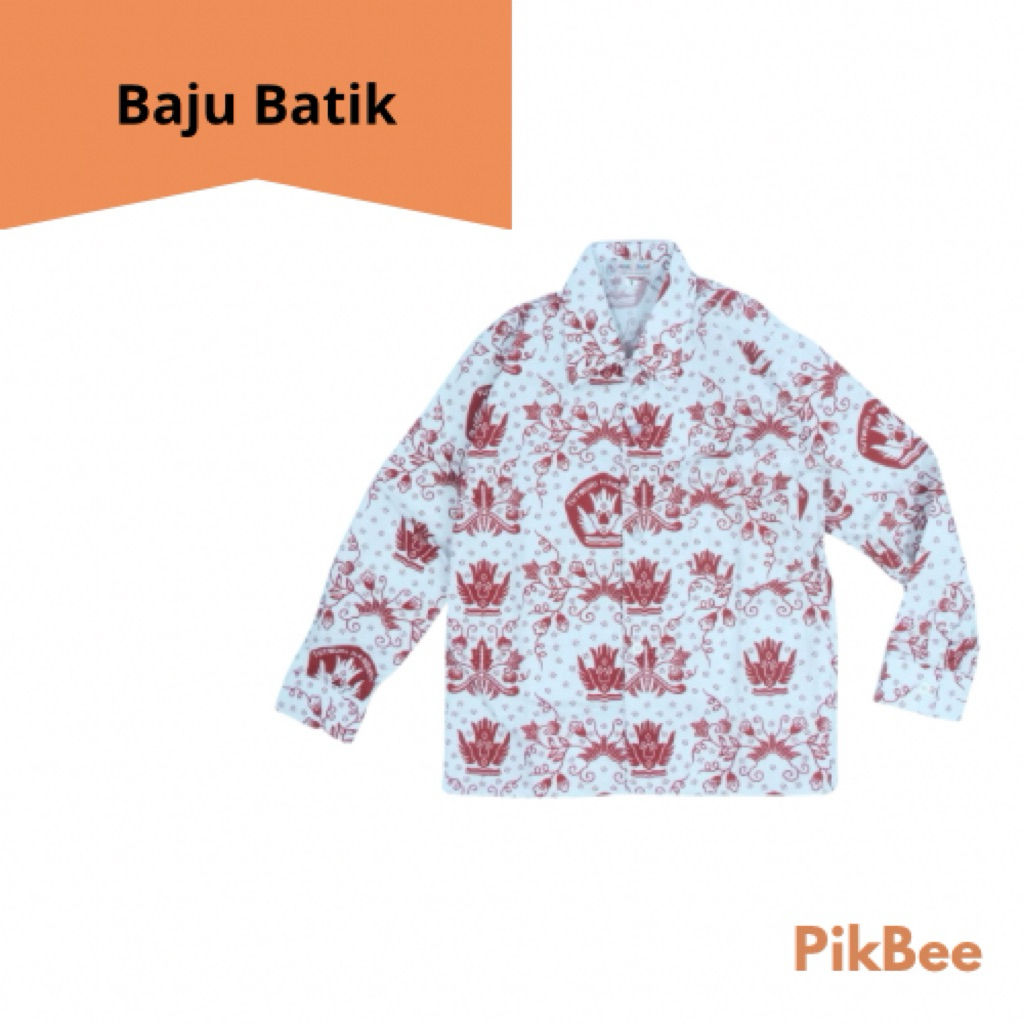 Baju Kemeja Batik Tut Wuri Handayani Merah Seragam SekolahSD Lengan Panjang