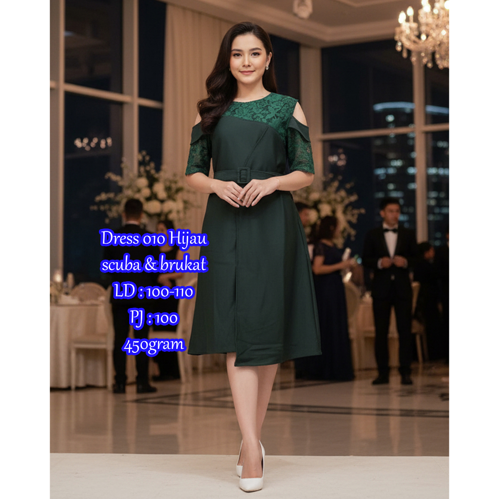 Dress 010 Bahan scuba & brukat LD : 100-110 PJ : 100