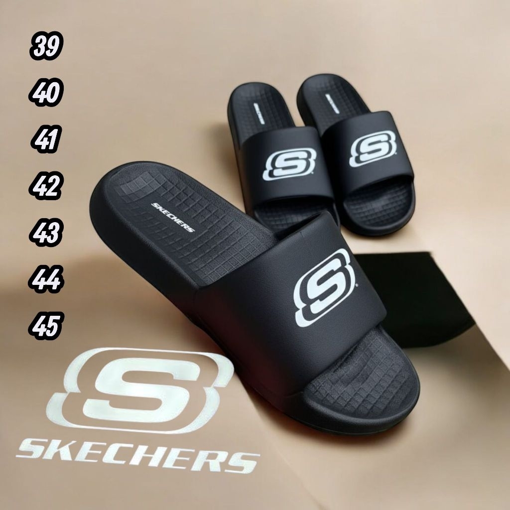 SANDAL SLOP PRIA SKECHERS ORIGINAL SANDAL SLIDE BLACK WHITE