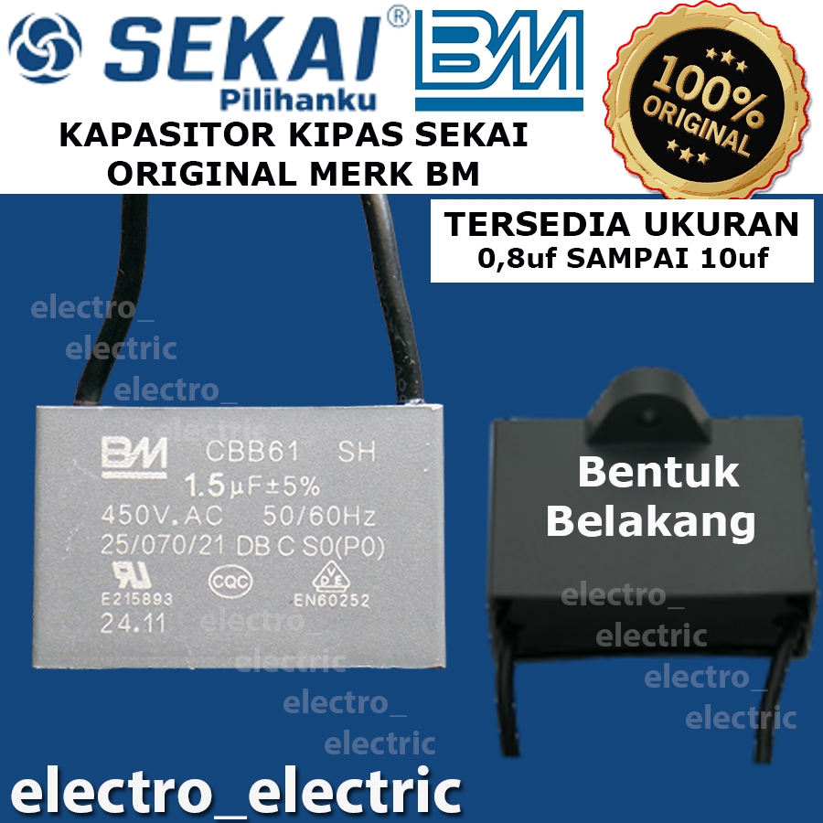 Kapasitor Kipas Angin Sekai - Kapasitor 0.8uf 1uf 1,2uf 1,5uf - Kapasitor 1,8uf 2uf 2,2uf 2,5uf 3uf 