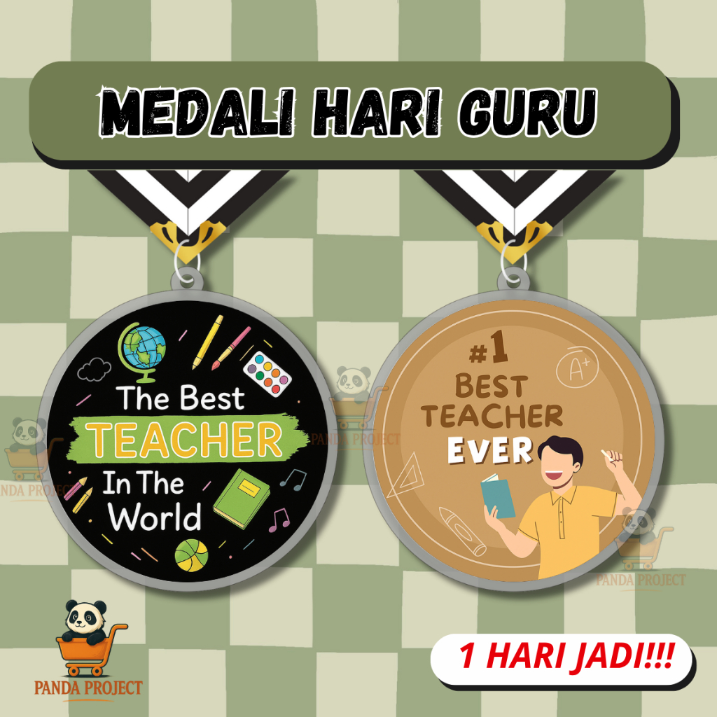 SEHARI JADI MEDALI CUSTOM GURU / MEDALI HAPPY TEACHER / KADO HARI GURU