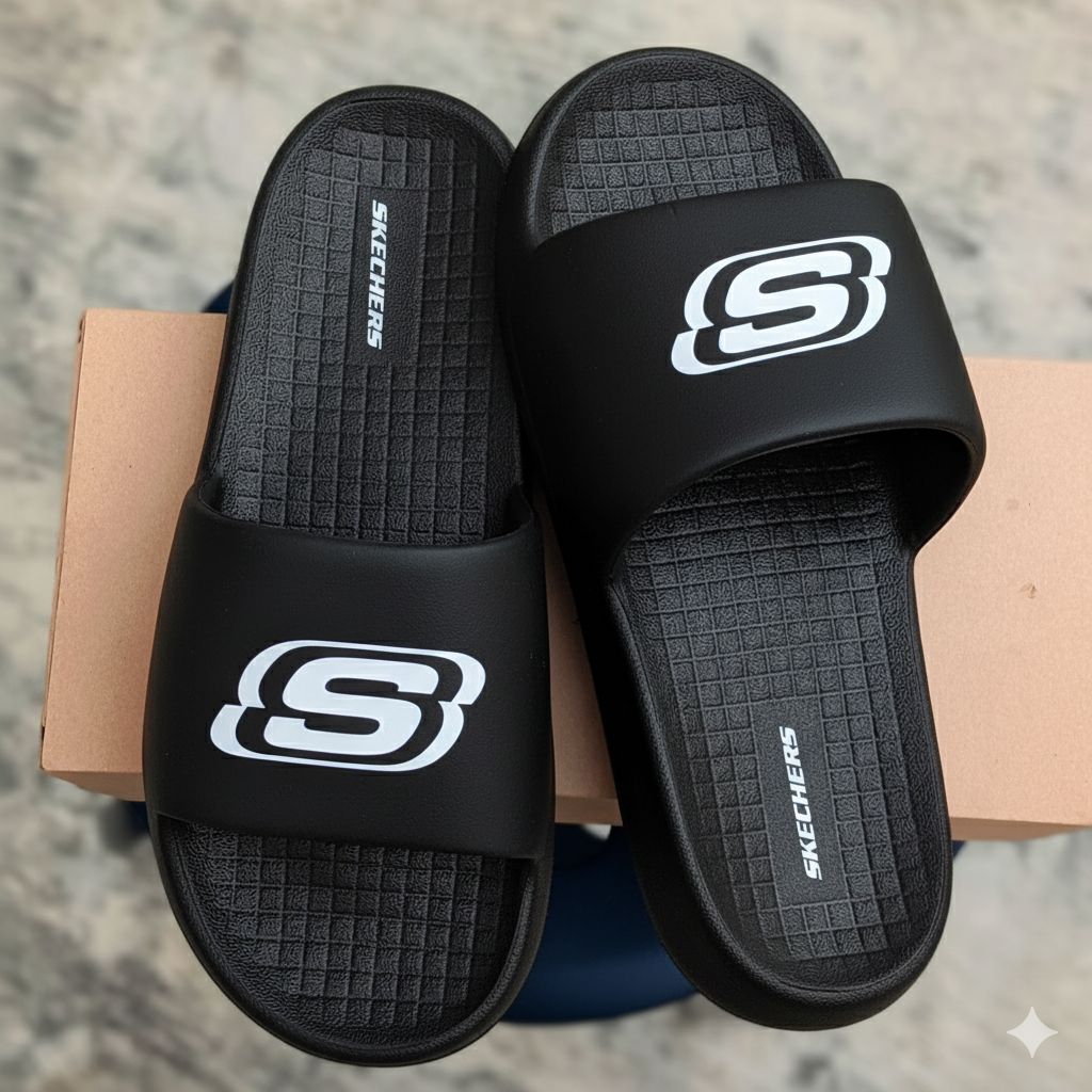 Sandal Slide Skechers Pria Sandal Slop Karet Eva Empuk Tebal Anti-Slip Terbaru