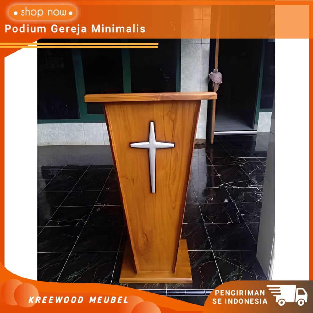MIMBAR PODIUM SALIB GEREJA MINIMALIS KAYU JATI / MIMBAR JATI MINIMALIS SALIB GEREJA / MIMBAR PODIUM 