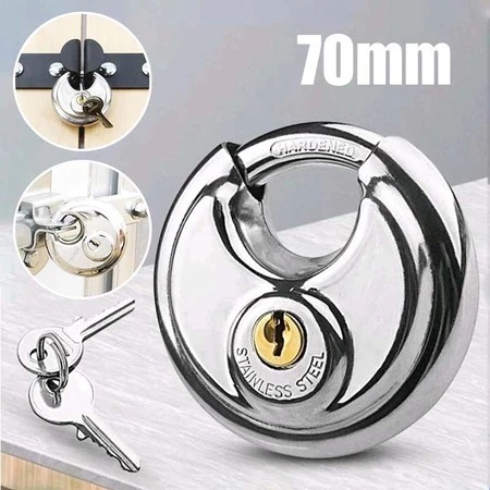 Gembok Bulat Padlock Stainless 70 Mm - Gembok Cakram 70mm - 70mm Kunci Gembok Bulat Anti Maling