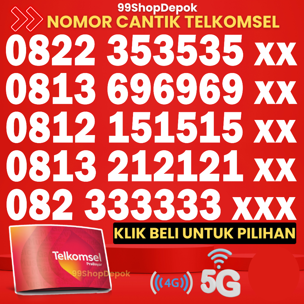 Kartu Perdana Nomor Cantik Telkomsel Simpati KODE 555.3 - Nomer Cantik Telkomsel 121212 No Cantik Si