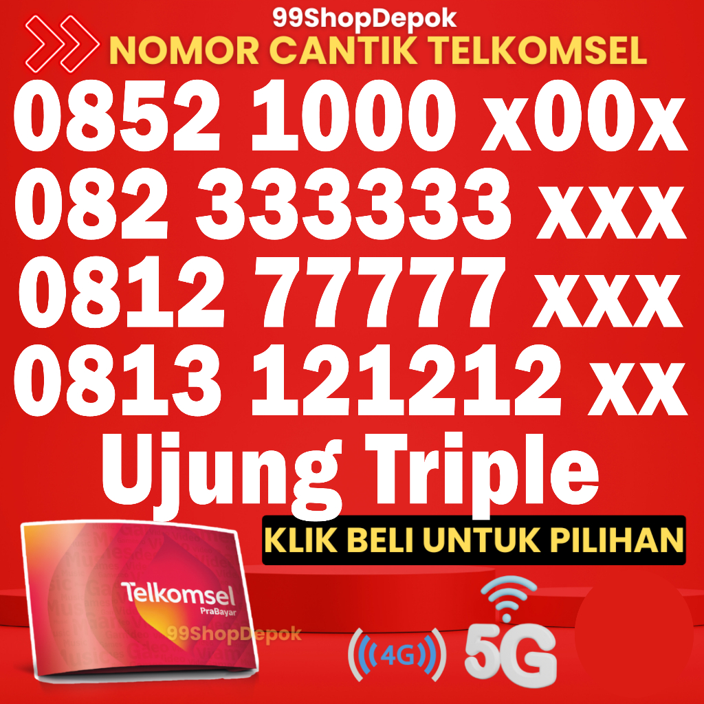 Kartu Perdana Nomor Cantik Telkomsel Simpati KODE 888.1 - Nomer Cantik Telkomsel 77777 No Cantik Sim